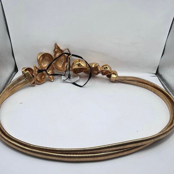 -NWT ZARA Shell Snail Elastic Metal Belt Gold-Color Size 32 - Picture 6 of 6